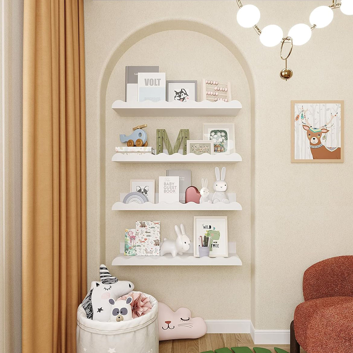 Boho Wooden Floating Shelf - Kids' Room & Nursery Decor