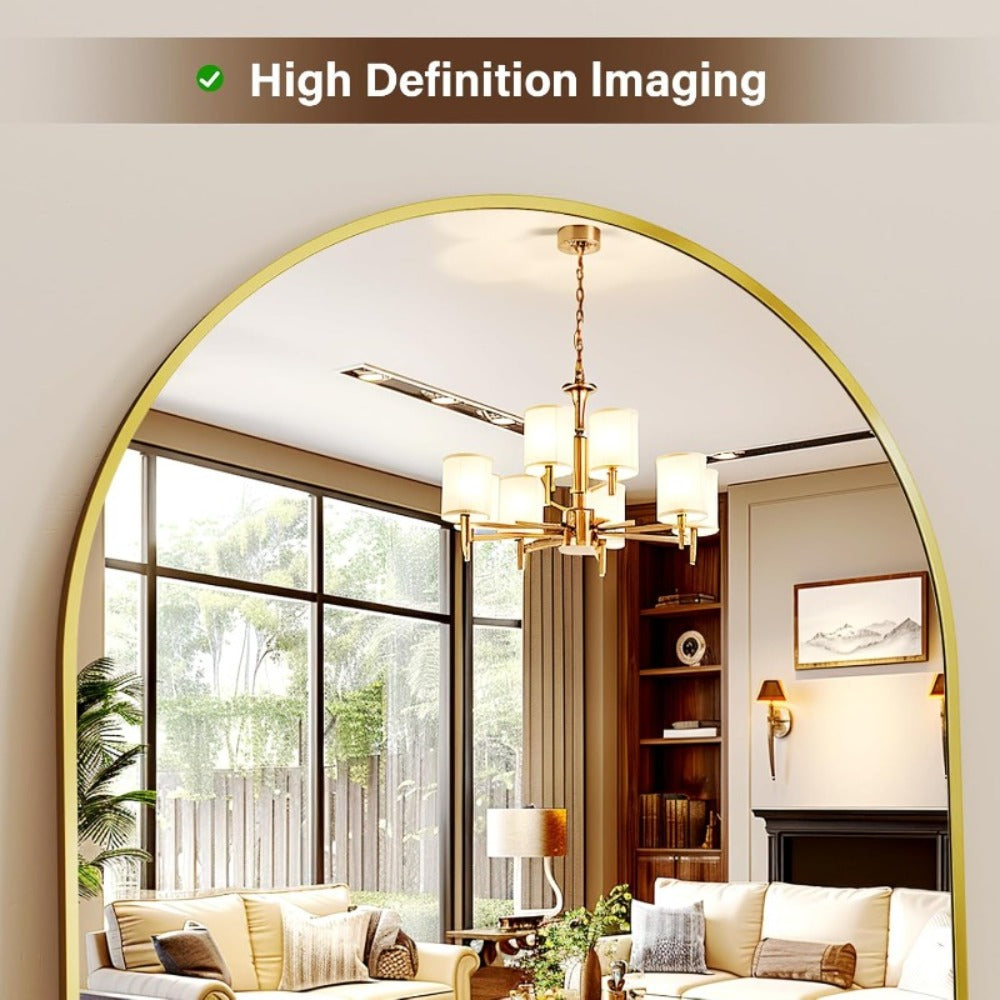 Full Length Arched Mirror - Aluminum Frame, Versatile Mounting