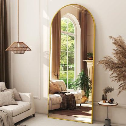 Full Length Arched Mirror - Aluminum Frame, Versatile Mounting