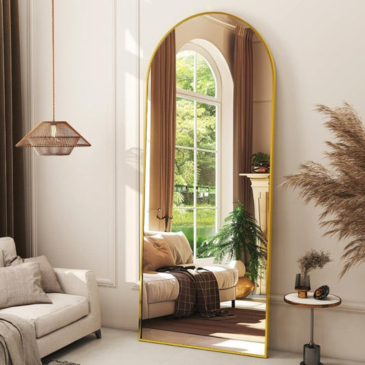Full Length Arched Mirror - Aluminum Frame, Versatile Mounting