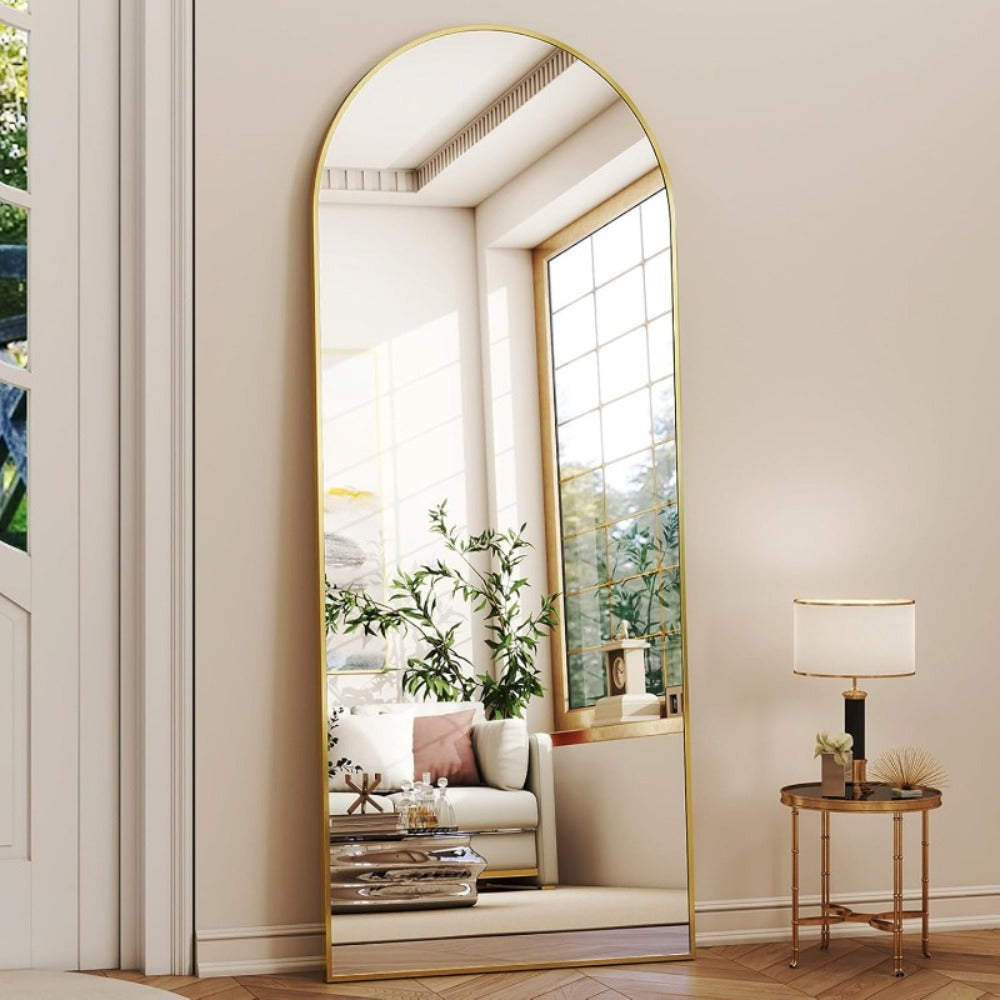 Full Length Arched Mirror - Aluminum Frame, Versatile Mounting