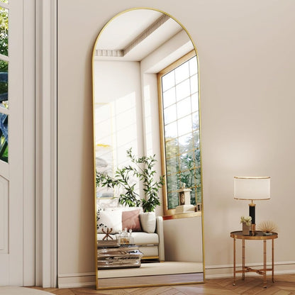 Full Length Arched Mirror - Aluminum Frame, Versatile Mounting