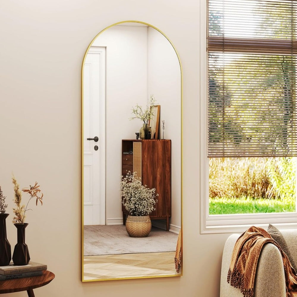 Full Length Arched Mirror - Aluminum Frame, Versatile Mounting
