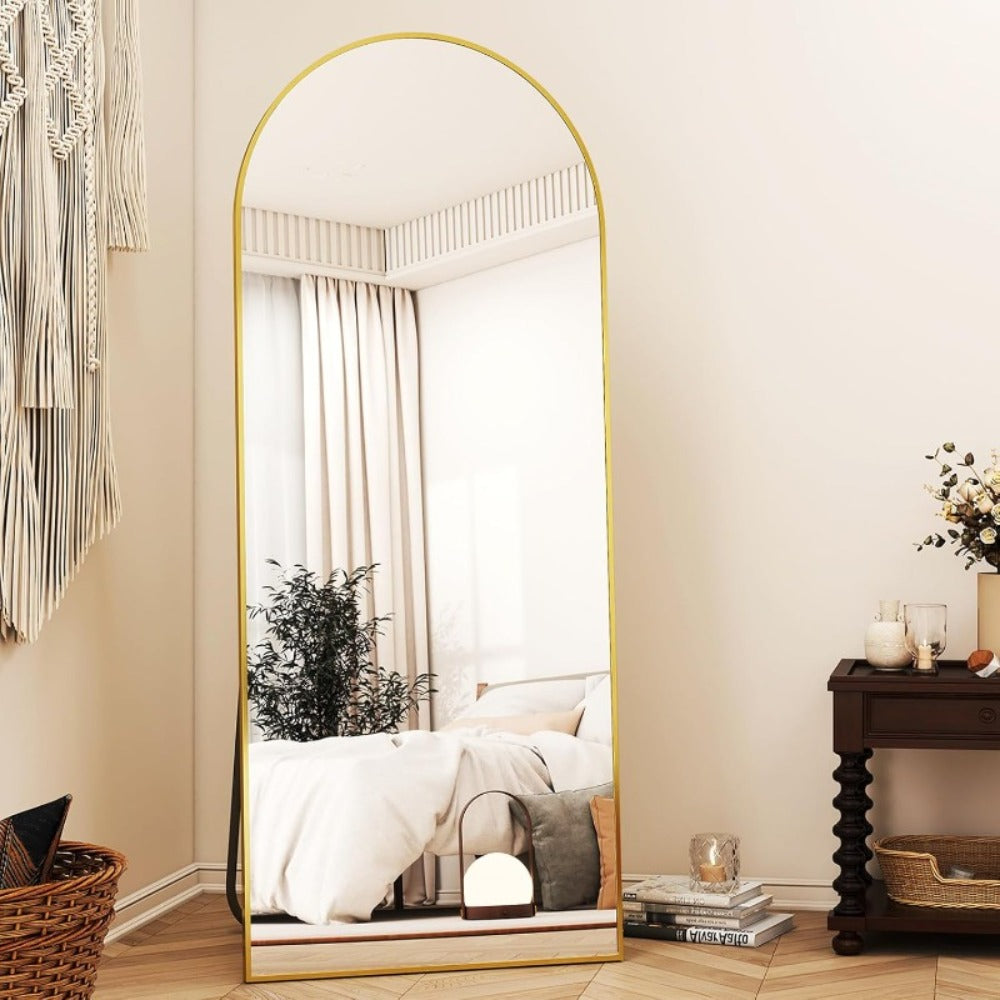 Full Length Arched Mirror - Aluminum Frame, Versatile Mounting